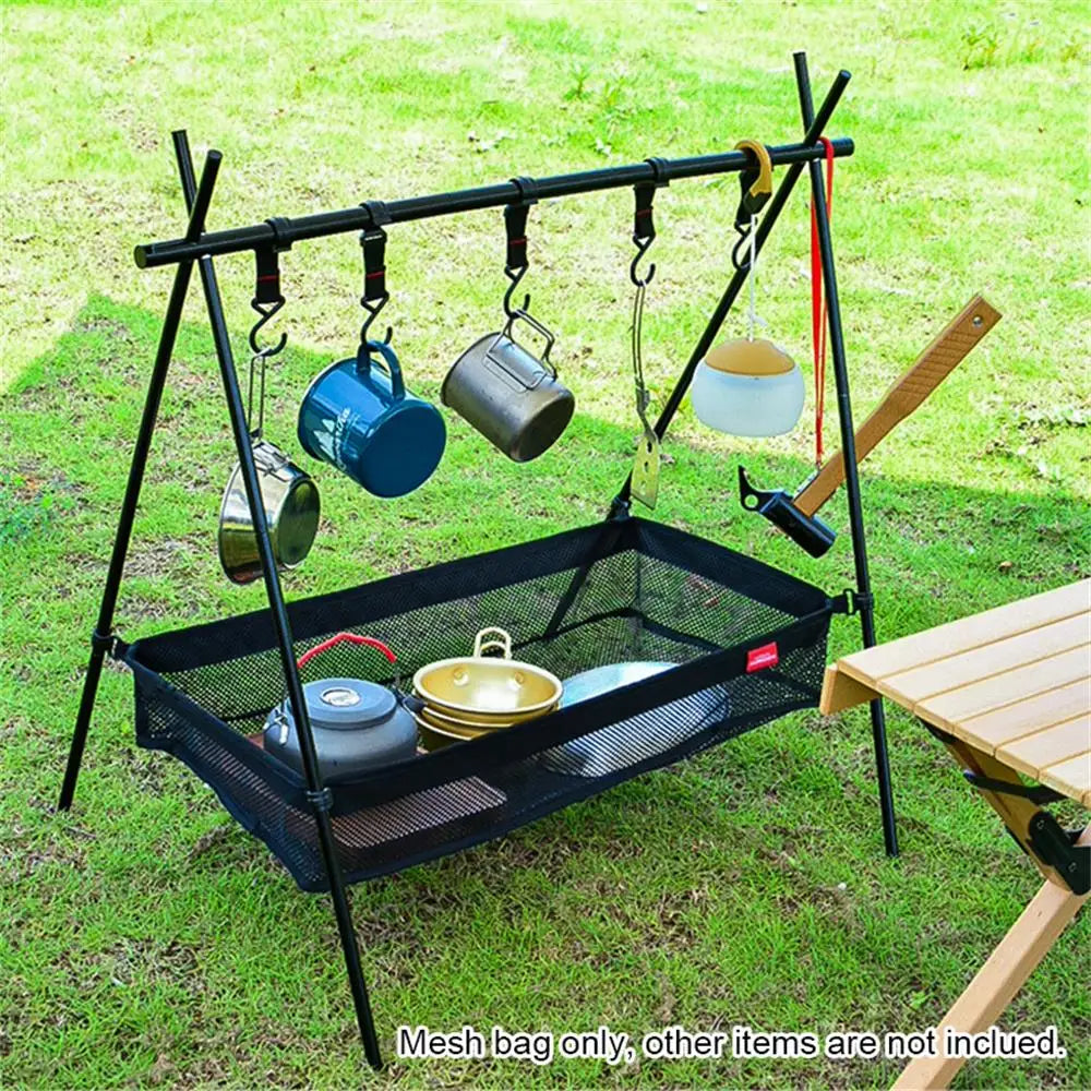 Under-Table Storage Organizer - Hanging Mesh Picnic Basket for Camping Tables, Tripods & Desks (2 Sizes: M/L)