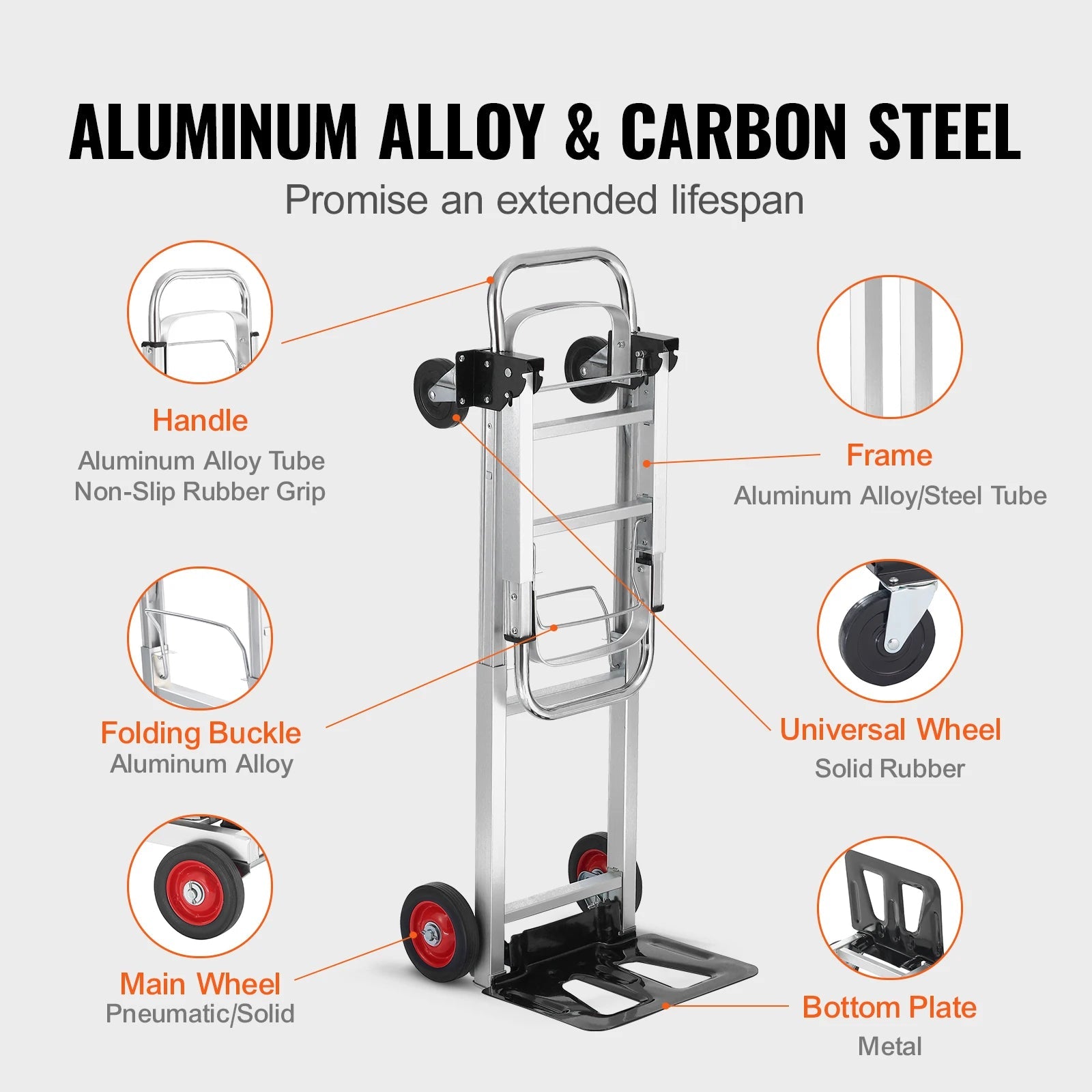 SucceBuy 400 lbs Folding Hand Truck Lightweight Dolly with Wheels Foldable Luggage Utility Cart for Warehouse Transport Moving Trekker Essentials