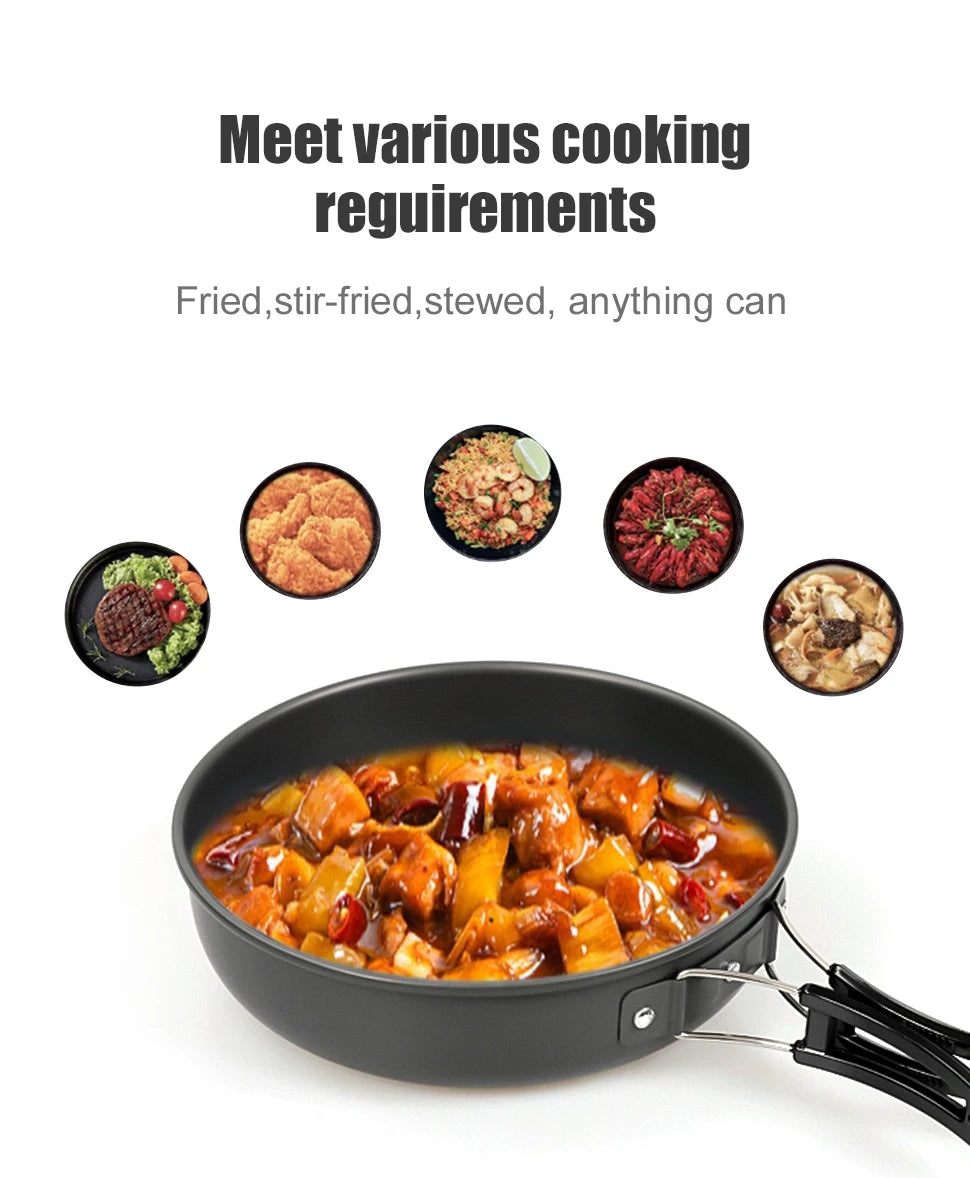 Portable Aluminum Camping Frying Pan – Lightweight Outdoor Cookware with Foldable Handle for Hiking & Camping Trekker Essentials