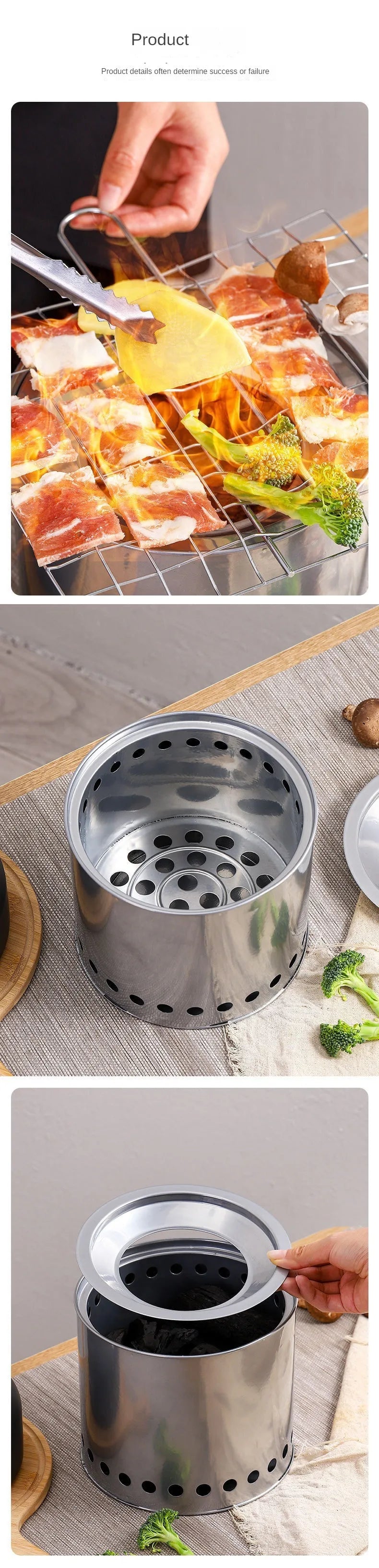 Multifunctional Stainless Steel Wood Stove | Portable Outdoor Heater & Barbecue Grill for Camping