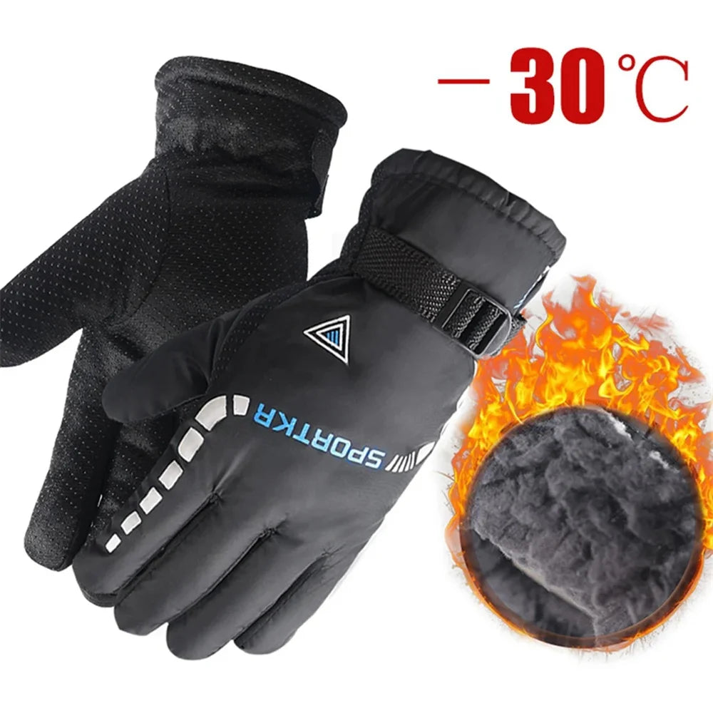 Waterproof Unisex Winter Gloves – Thickened Fleece, Windproof & Non-Slip for Skiing & Cycling