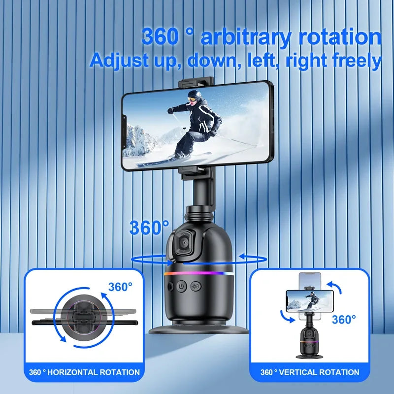 Smart 360° Auto Face Tracking Tripod with Gesture Control & Fill Lights