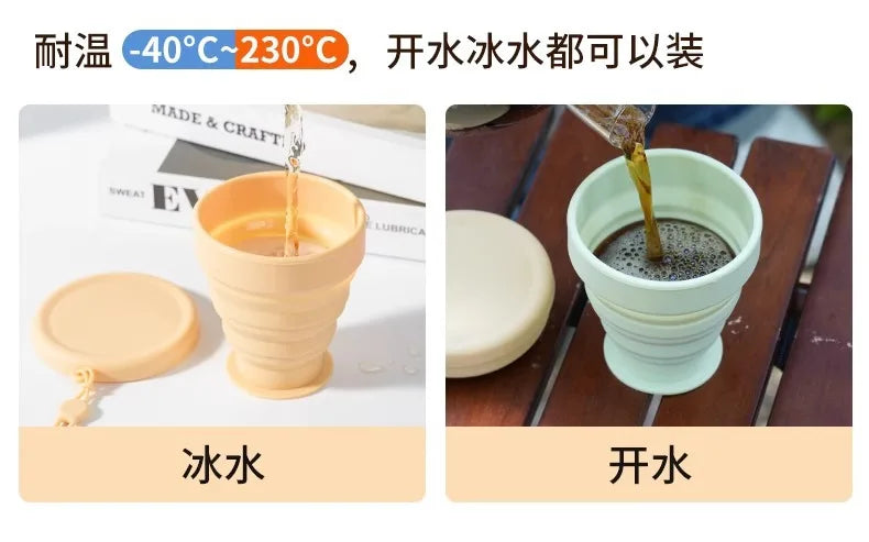 Vaso de viaje plegable: botella de agua de silicona portátil y plegable para camping, senderismo y aventuras al aire libre.