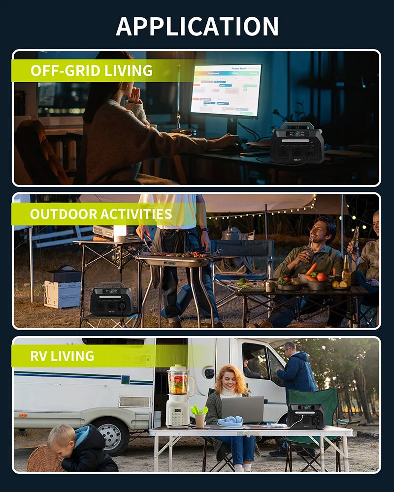 IEE P800 Portable Power Station, 512Wh LiFePO4 generator,1600W Peak Solar Generators, 800 wat power source,2x800W AC Outlets Lightweight & Quiet Solar Generator for Camping, Home Emergency, RV & Outdoor Travel Trekker Essentials