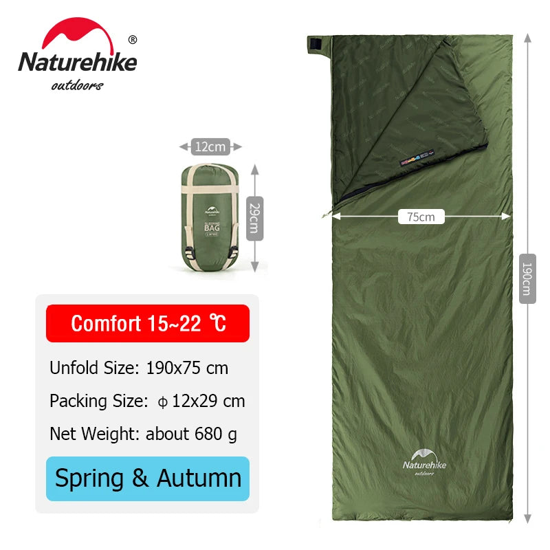 Naturehike lw180 Sleeping Bag Ultralight Cotton Sleeping Bag Spring Summer Sleeping Bag Outdoor Hiking Camping Sleeping Bag Trekker Essentials