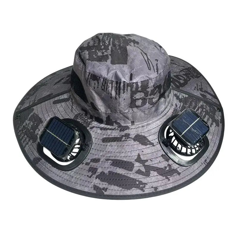 Large Size Quick Dry Bucket Hat With Solar Powered Fan USB Charging Sun Hat For Men Outdoor Hiking Camping Fishing Cooling Wear Trekker Essentials