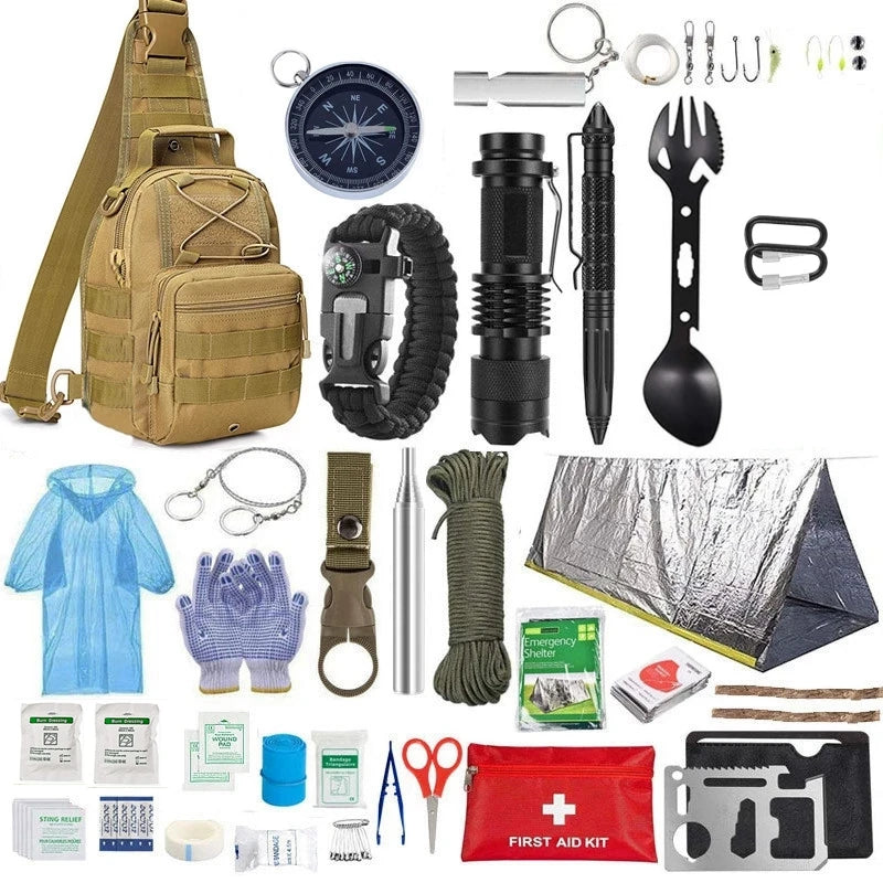 Survival Kit Emergency Set – Multi-Tool Outdoor Camping & First Aid Gear for Hiking, Travel & Wilderness Trekker Essentials