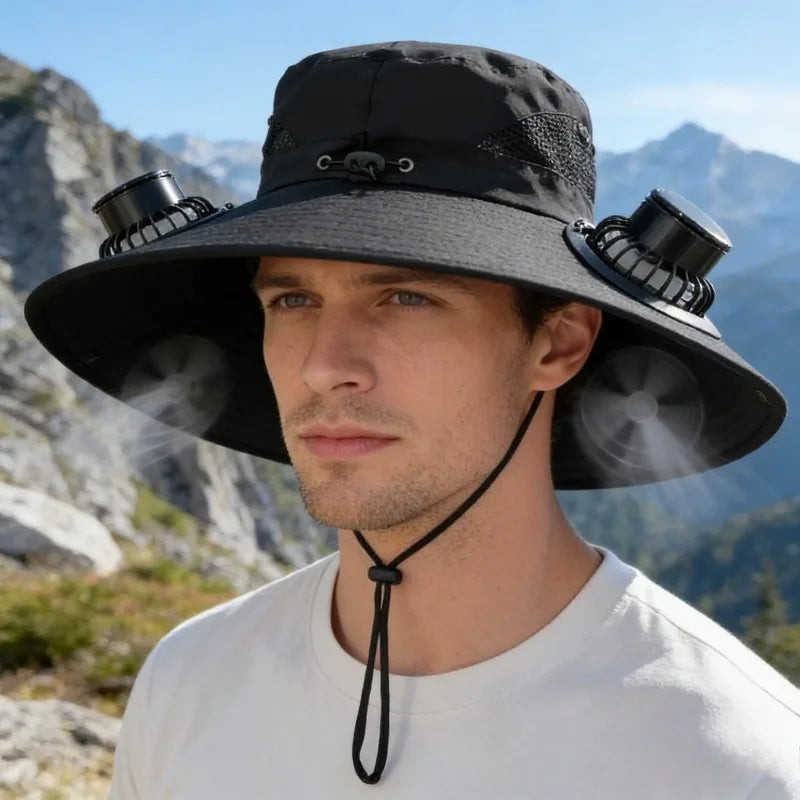 Solar Powered Sun Hat Cooling Fan UV Protection Outdoor Hiking Fishing Camping Summer Travel Bucket Hat Sun Protection Hat Trekker Essentials