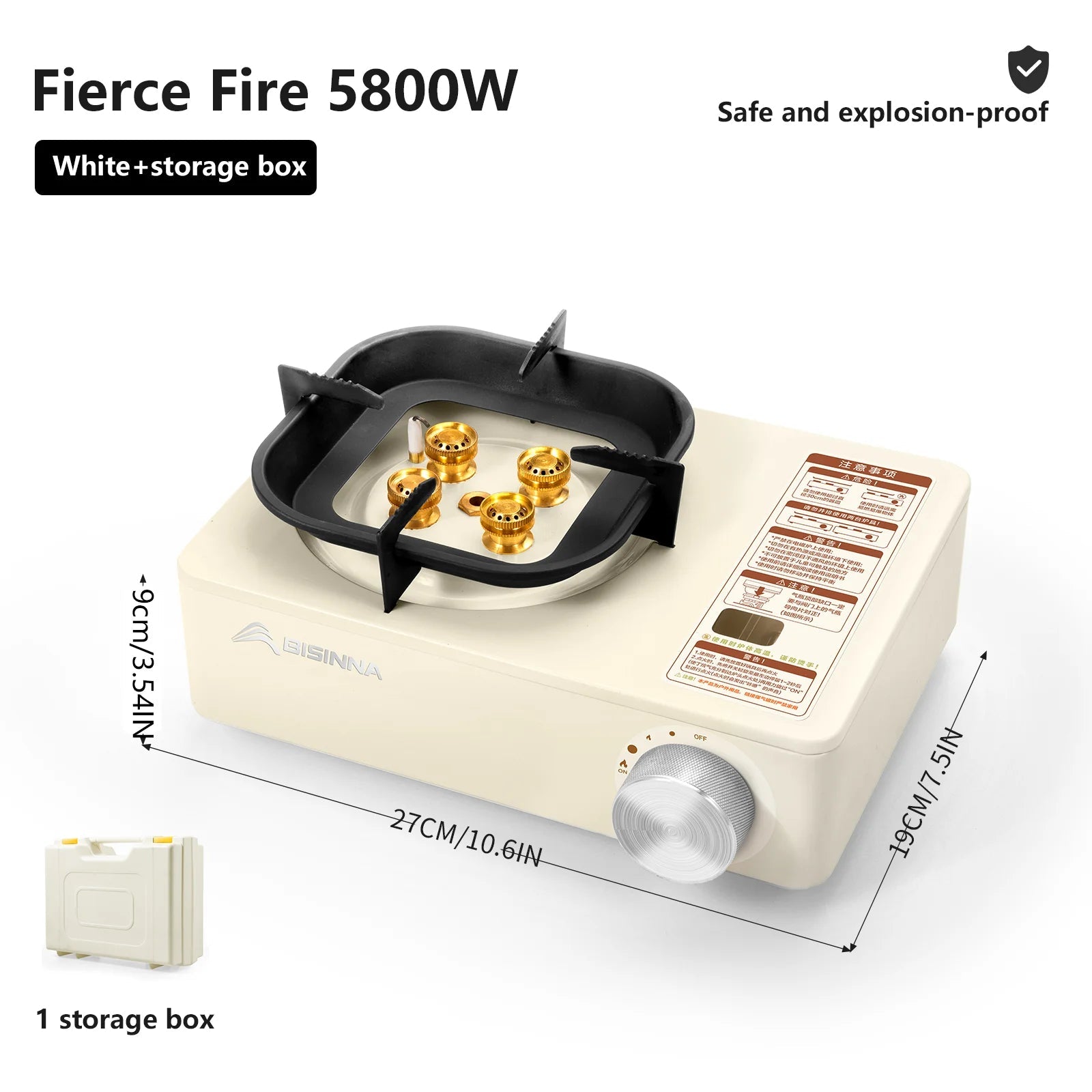 BISINNA Camping Gas Stove 5800W High Firepower Outdoor Portable Cassette Burner for Picnic Hiking Trekking Trekker Essentials