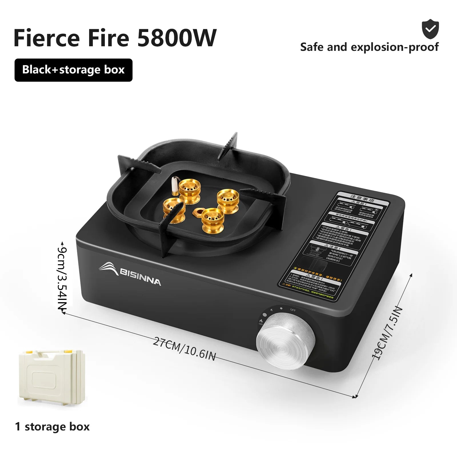 BISINNA Camping Gas Stove 5800W High Firepower Outdoor Portable Cassette Burner for Picnic Hiking Trekking Trekker Essentials