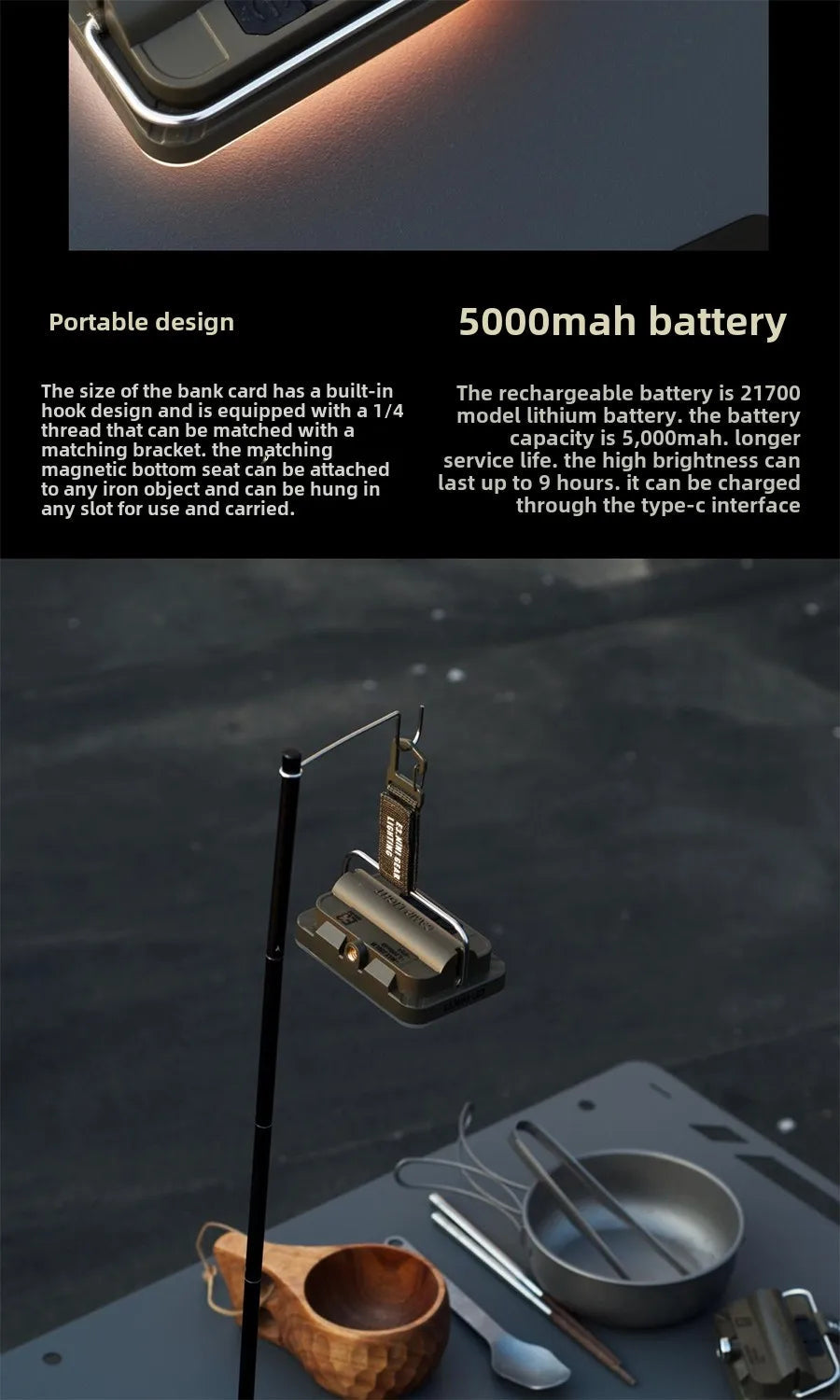 5000mAh Rechargeable LED Camping Tent Light – Portable Waterproof Hanging Lantern for Outdoor & Emergency Lighting Trekker Essentials