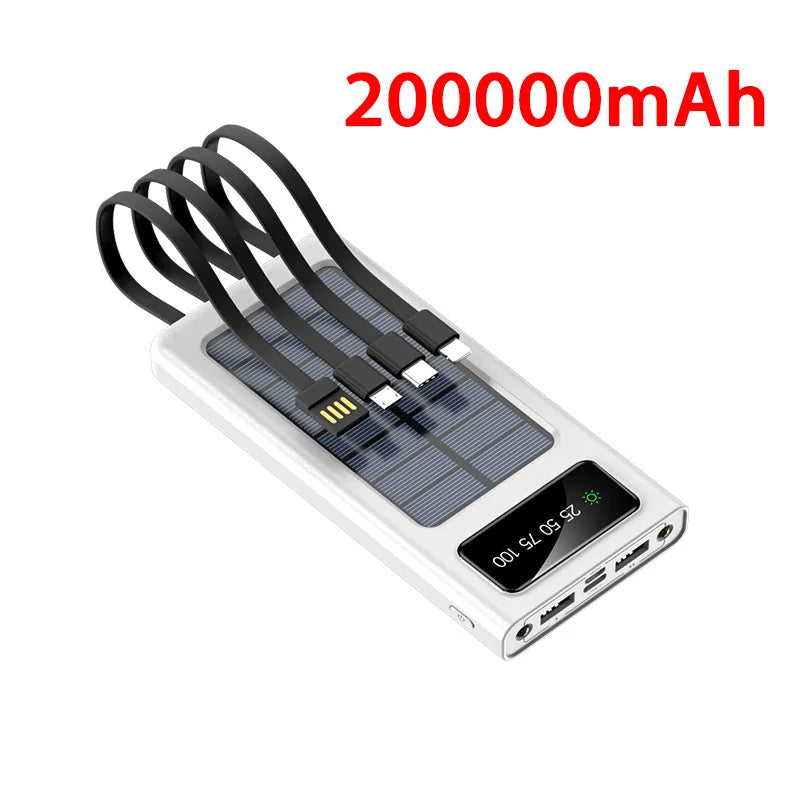 200000mAh Solar Power Bank – Ultra Capacity Portable Charger with Fast Charging, LED Light & Wireless Charging Trekker Essentials