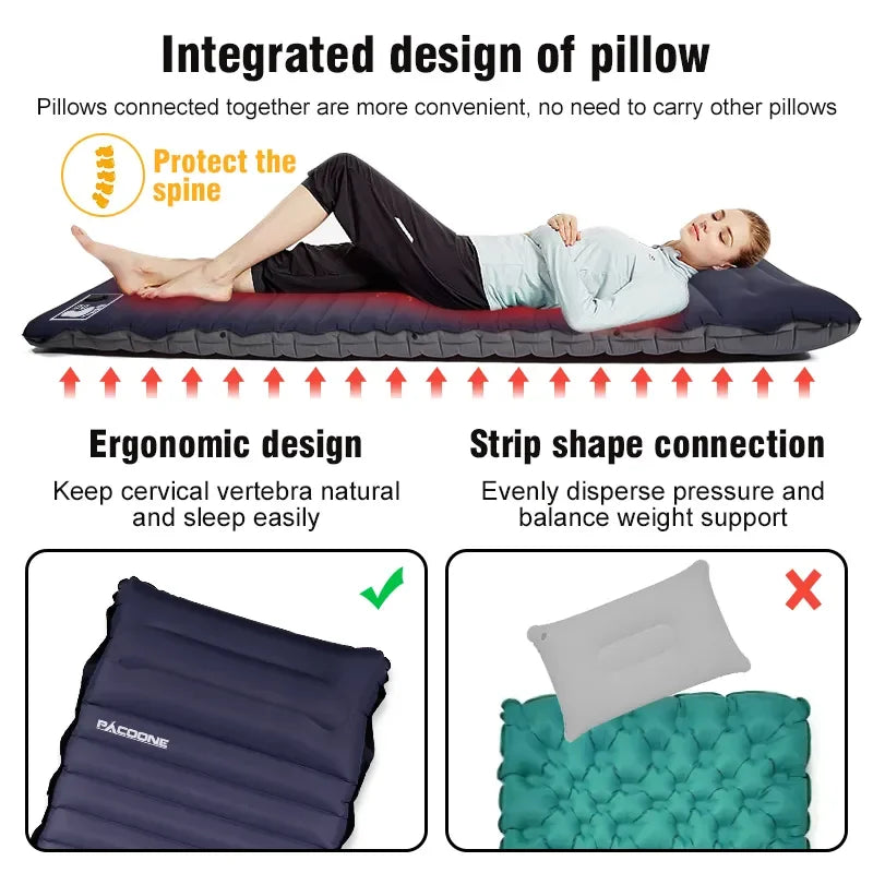 Outdoor Thicken Camping Mattress Ultralight Self-inflating Air Mattress Built-in Inflator Pump For Travel Hiking Fishing Trekker Essentials