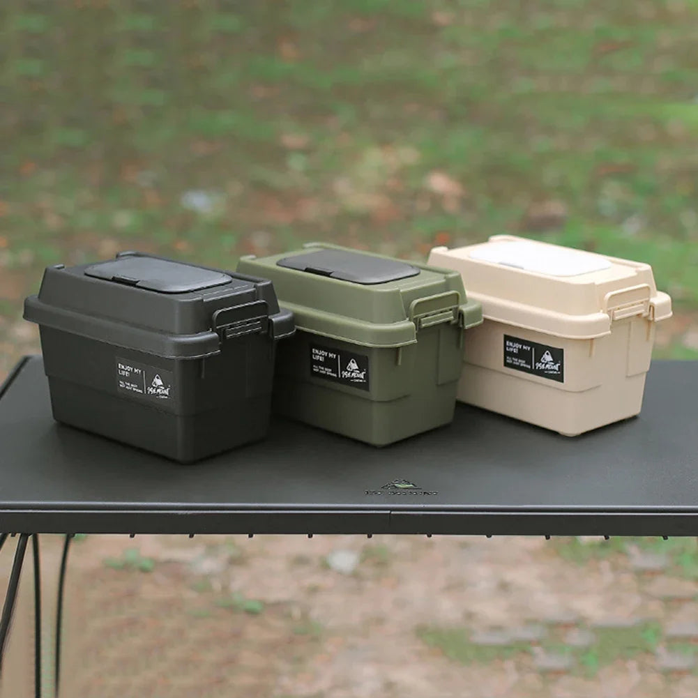 1.1L Outdoor Tissue Storage Box – Waterproof Camping Organizer for Napkins, Seasoning Bottles & Sundries (Army Green/Black/Beige)