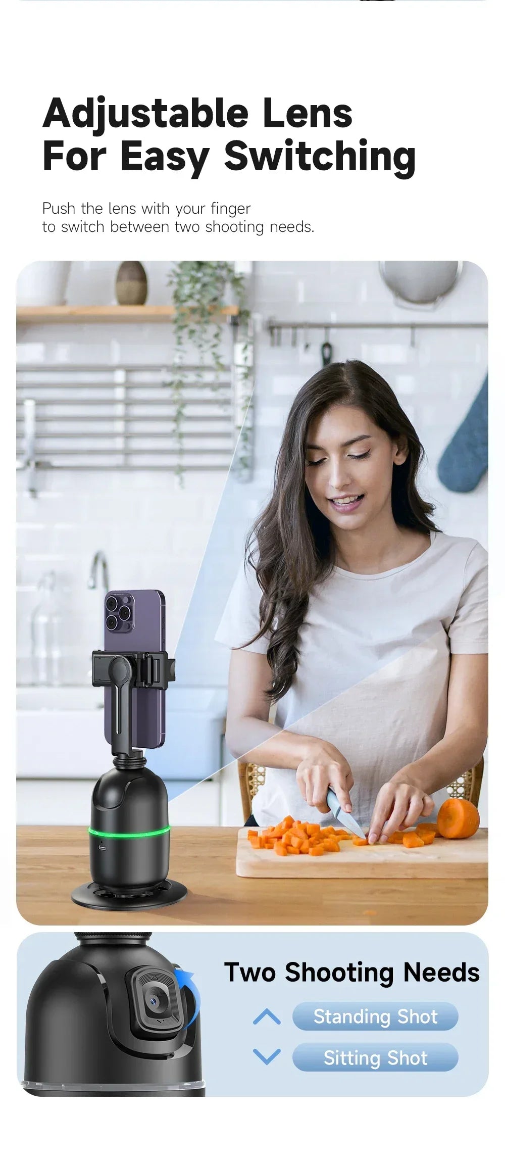 360° Auto Face Tracking Gimbal Tripod with Gesture Control & Remote