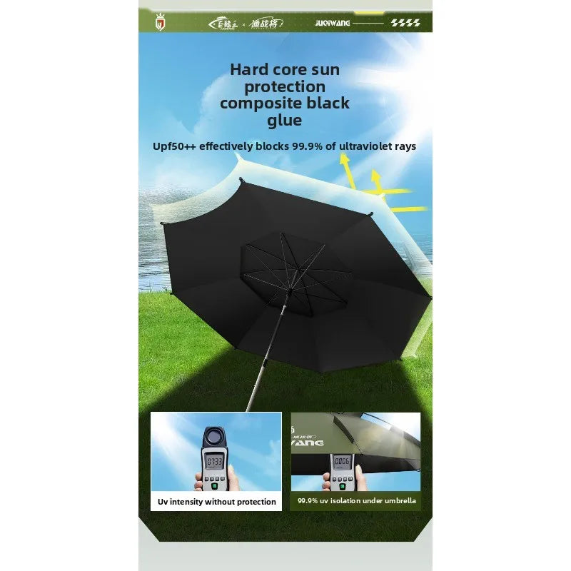 Outdoor Fishing Umbrella 360 Degree Rotatable Sunshade Camping UV Resistant Thickened Waterproof Walking Stick Umbrella Trekker Essentials