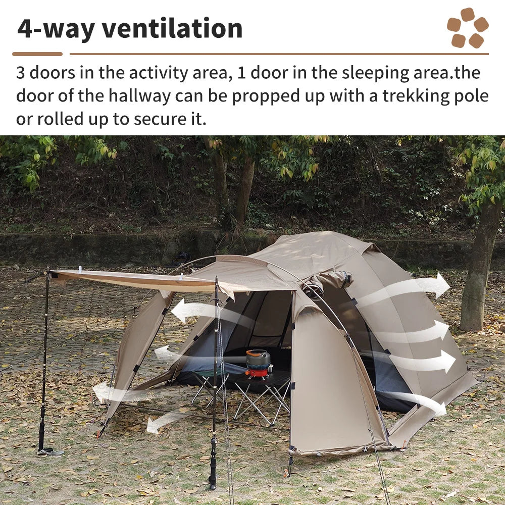 2 Person Hot Tent with Stove Jack – 4 Season Waterproof Camping Tent with Snow Skirt & Extended Vestibule Trekker Essentials