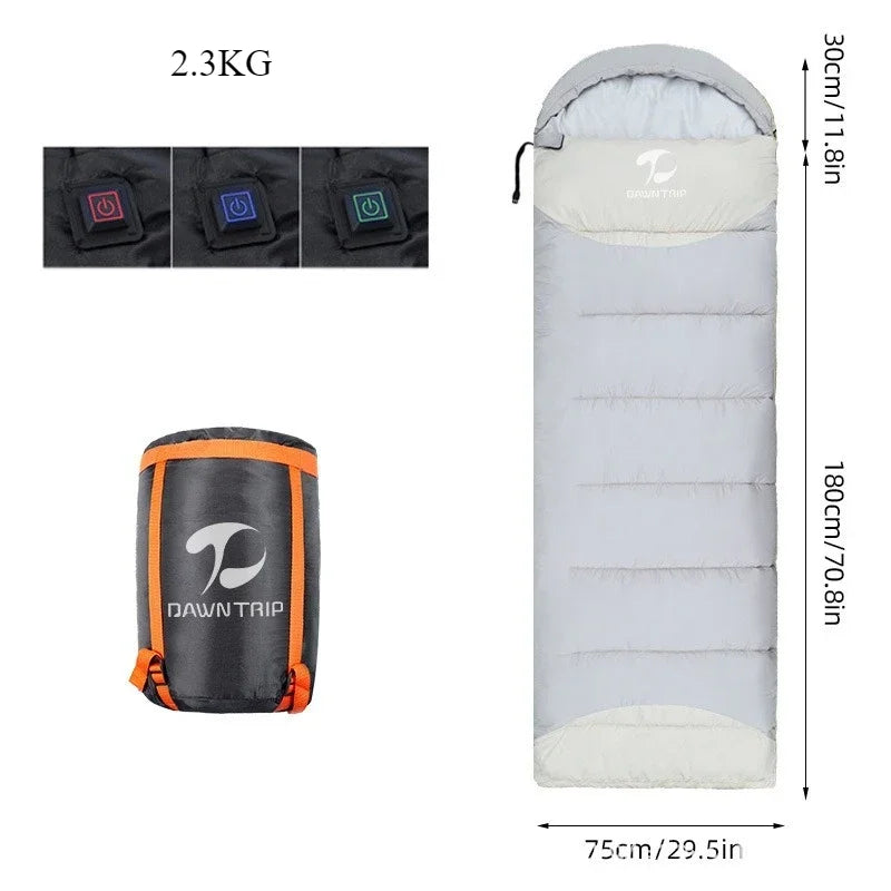 USB Heated Sleeping Bag – Waterproof Lightweight Winter Gear with 4-Zone Heating