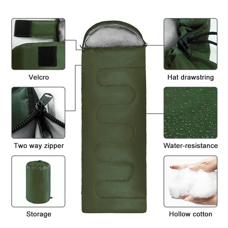 Camping Sleeping Bag Ultralight Waterproof 4 Season Warm Envelope Backpacking Sleeping Bags for Outdoor Traveling Hiking Trekker Essentials