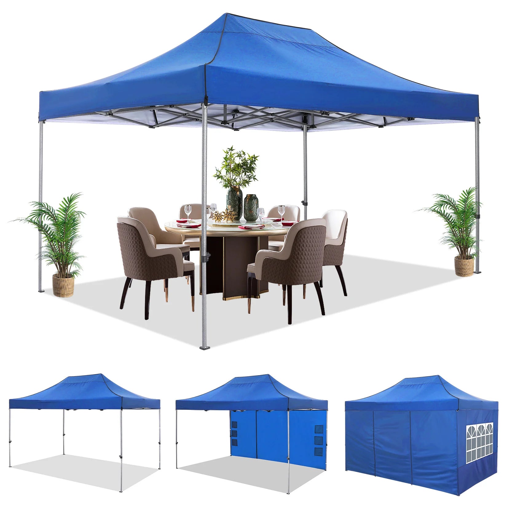 10'x15' Heavy-Duty Pop-Up Canopy Tent – Waterproof 4-Sidewall Commercial Gazebo