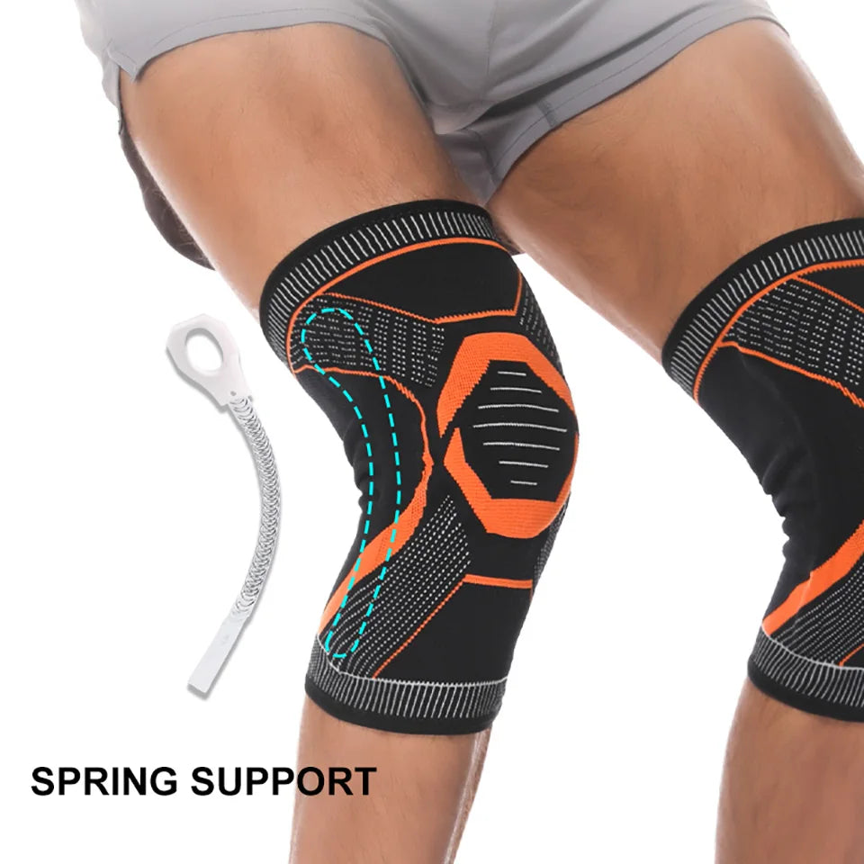 1Pcs Sports Knee Pads Silicone Spring Anti-slip Knee Support Keep Warm Outdoor Sports Skipping Cycling Hiking Mountain Climbing Trekker Essentials