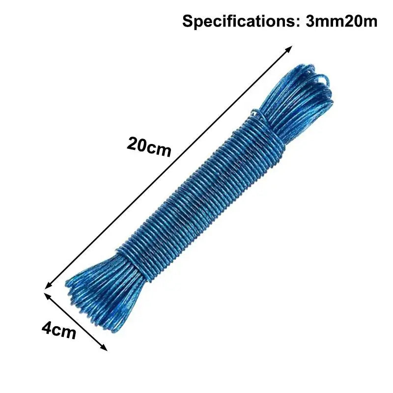 10/20/30/50M PVC Coating Steel Clothesline Outdoor Portable Clothesline Garden Camping Travel Clothes Drying Rope Trekker Essentials