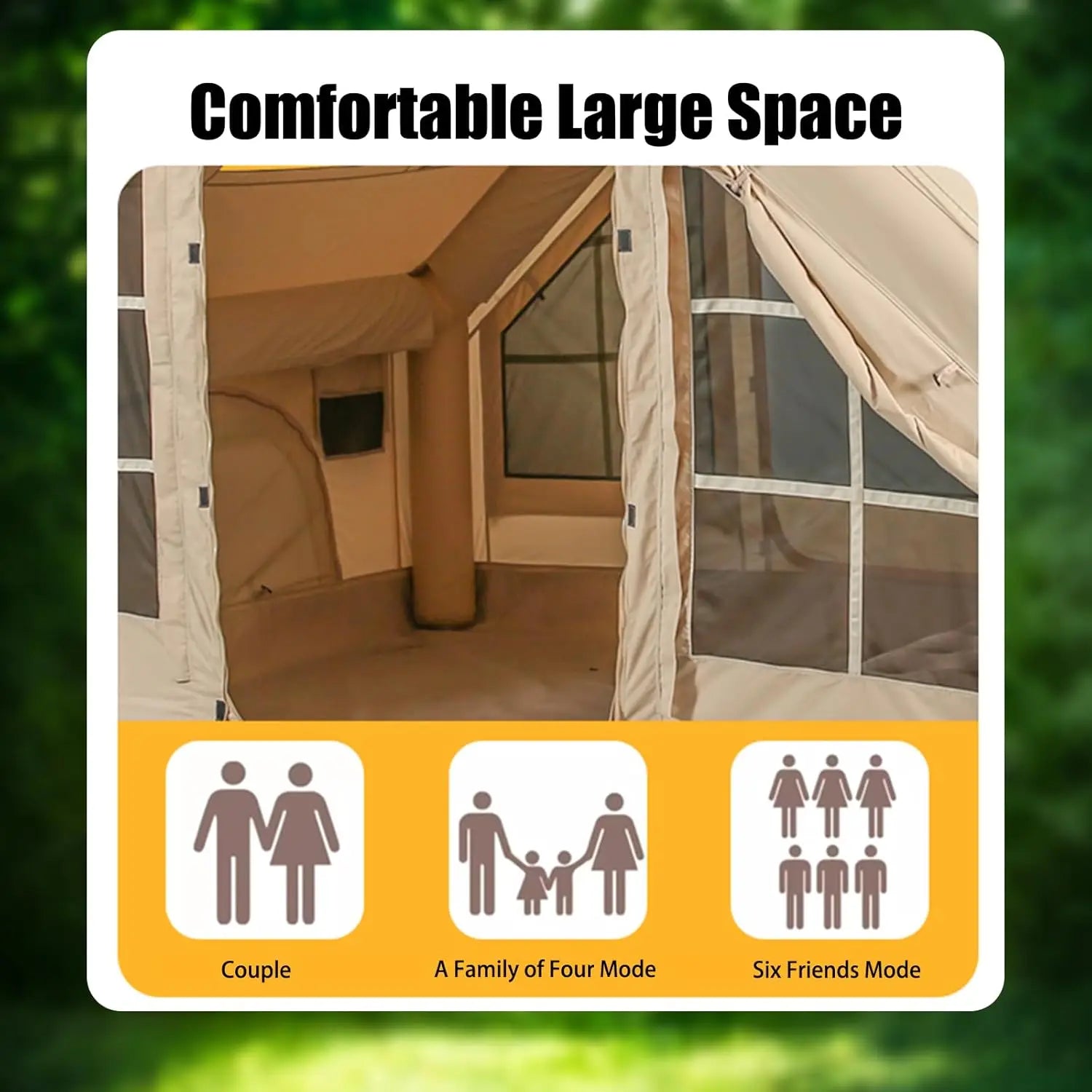 Large 8+ Person Inflatable Camping Tent – Instant Setup 4-Season Family Tent with Hand Pump, 3000mm Waterproof & Windproof