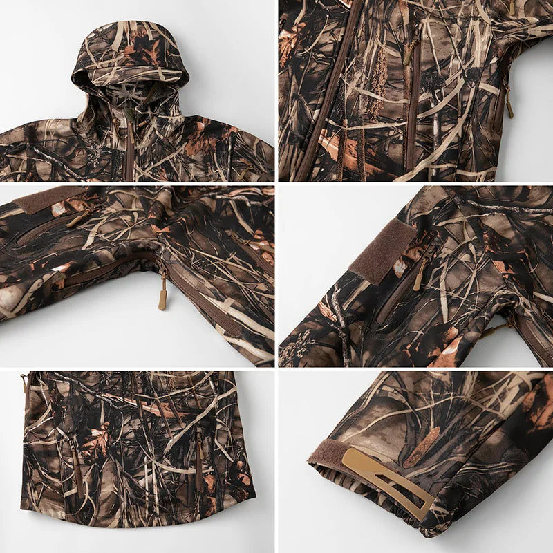 Men’s Camouflage Tactical Jacket – Waterproof Soft Shell Hunting Jacket with Fleece Lining for Outdoor & Winter Use Trekker Essentials
