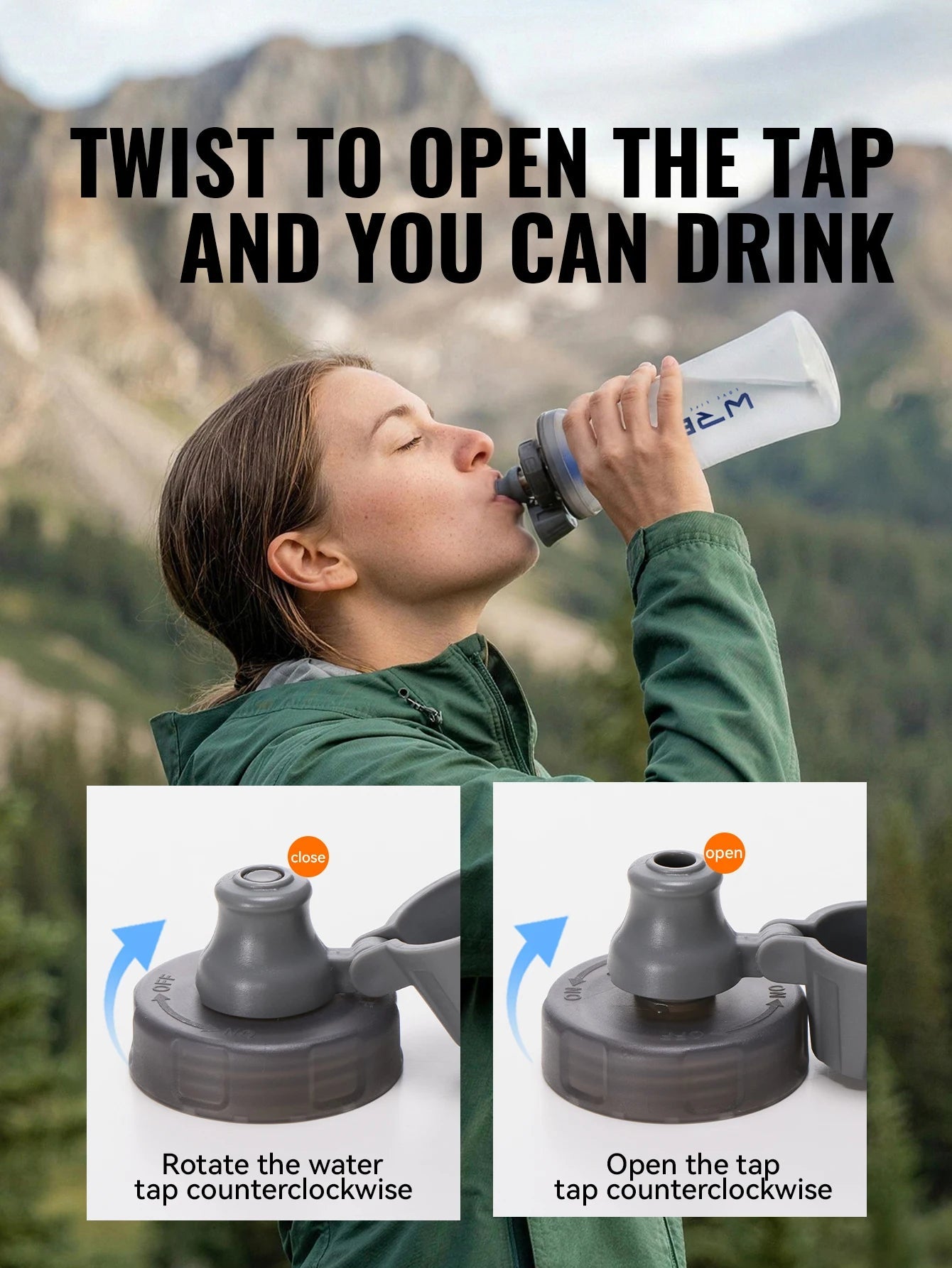 WRELS Soft Water Bottle with Filter Ultralight Collapsible Water Filter Bottle Hydrapak Soft Flask for Hiking Camping Backpack Trekker Essentials