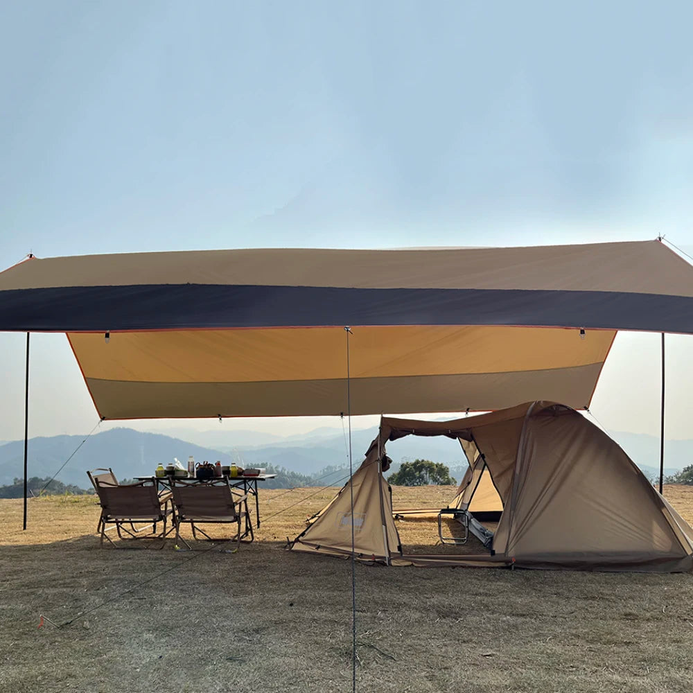 Oxford Large Tarp Waterproof 4x6m Sun Shelter Outdoor Camping Awning Tent Big Tarp Shade Canopy for Family Beach Hiking Trekker Essentials
