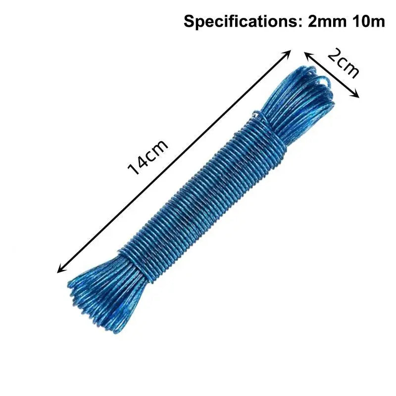 10/20/30/50M PVC Coating Steel Clothesline Outdoor Portable Clothesline Garden Camping Travel Clothes Drying Rope Trekker Essentials