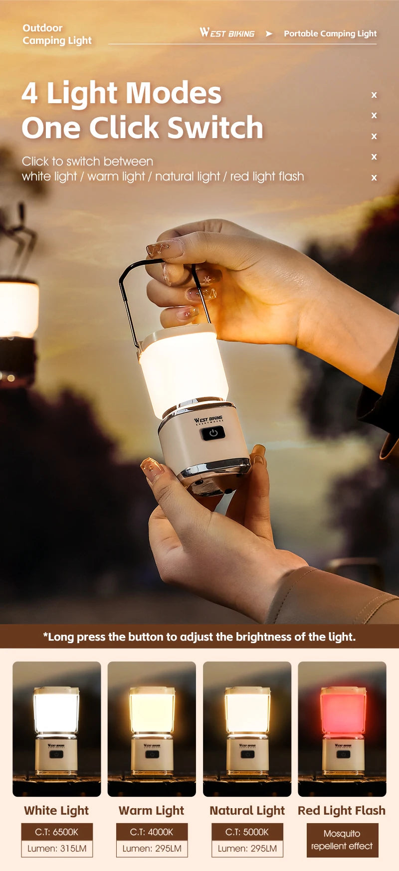 USB-C Rechargeable Camping Light - Magnetic Base LED Lantern with Tripod
