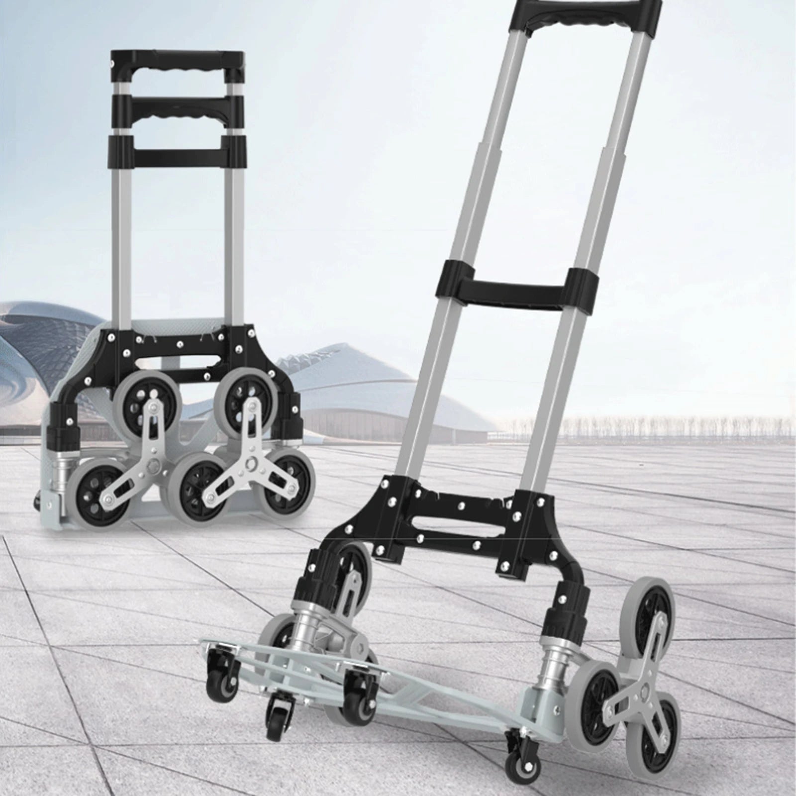 Portable Trolley Cart Aluminum Alloy with Wheels Upstairs Cargo FoldingTrolley Outdoor Step Climbing Travel Folded Trolley