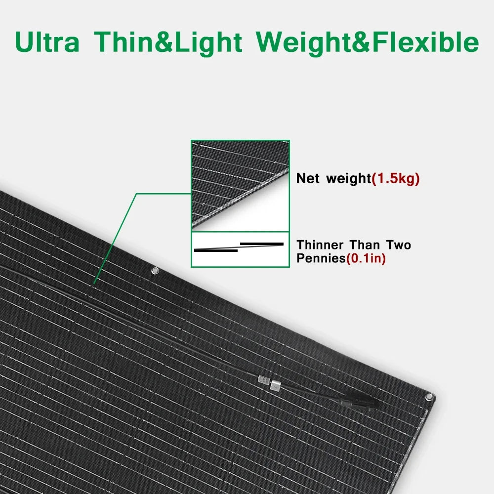 ETFE Flexible 100W Solar Panel - High Efficiency Monocrystalline Charger for 12V Batteries