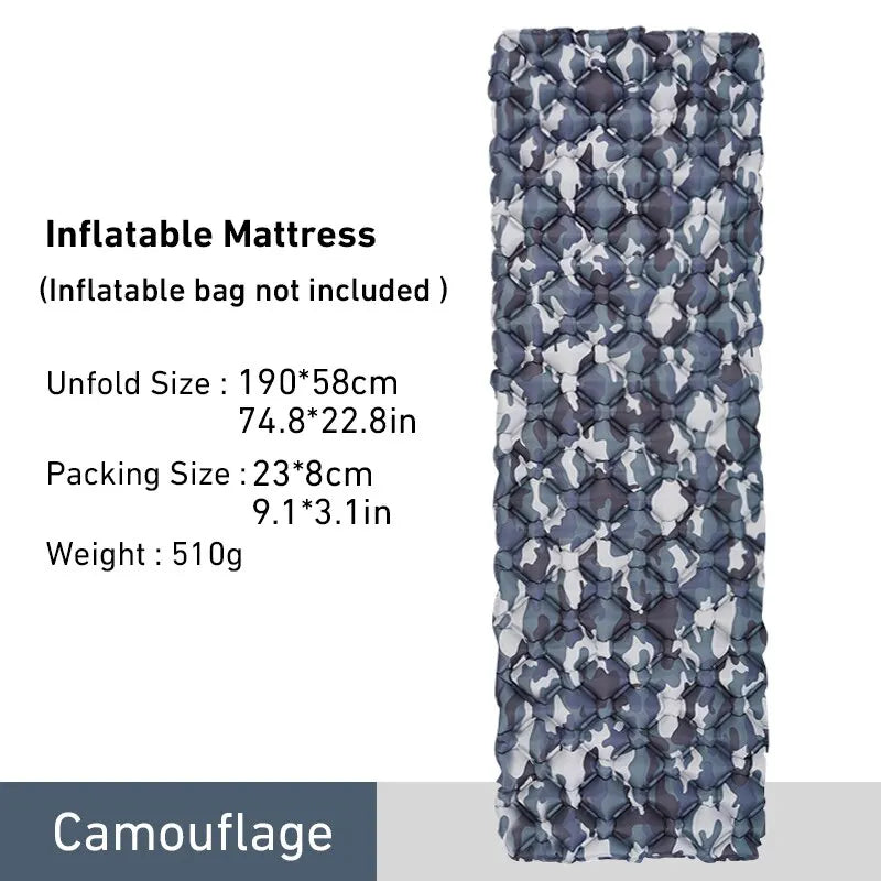 Ultralight Inflatable Camping Sleeping Pad – Portable TPU Nylon Air Mattress for Hiking & Travel Trekker Essentials