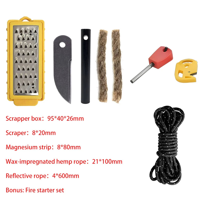 Flint Fire Starter Kit – Outdoor Survival Fire Steel with Tinder Maker for Camping, Hiking & Bushcraft Trekker Essentials