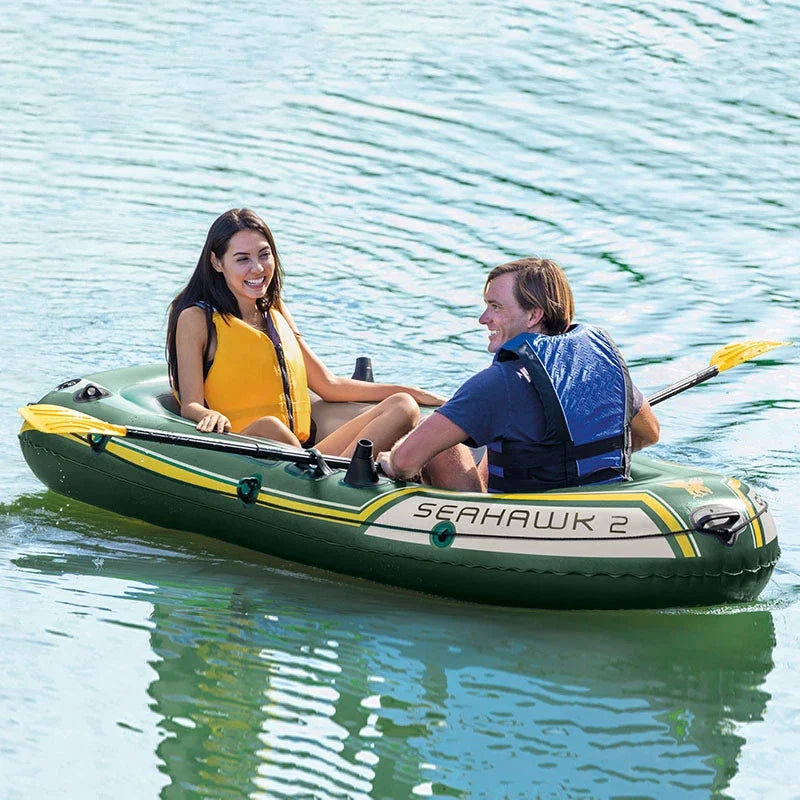 Heavy-Duty 1-3 Person Inflatable Boat: Fishing Dinghy with Detachable Seats & Foldable Kayak Design