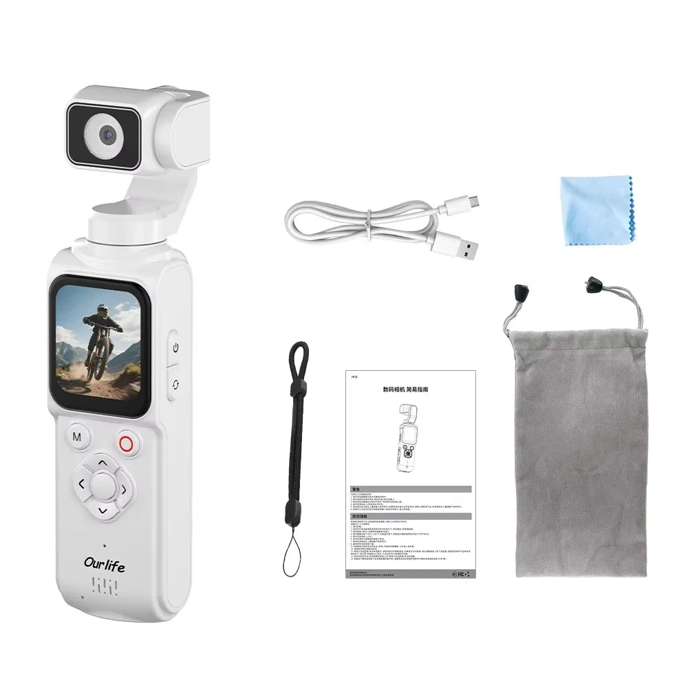 ANSVICAM 4K Wifi Pocket Vlogging Camera 330° Auto Rotatable Touch Screen Sports DV Bodycam Face Tracking Portable Action Cameras Trekker Essentials