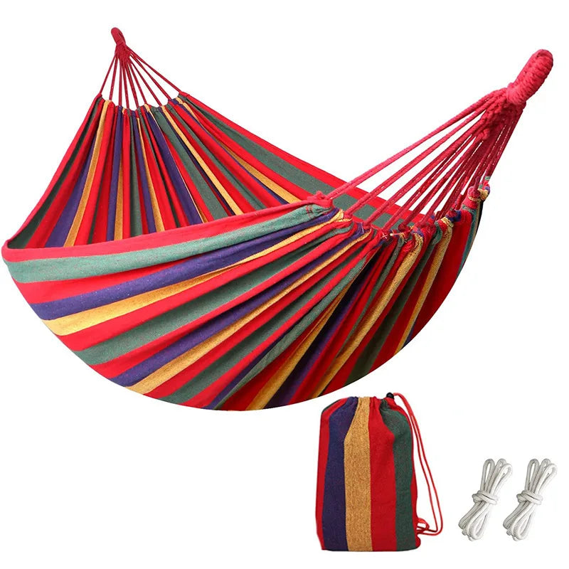 WESTTUNE Outdoor Canvas Hammock Camping Swing Hammock with Tree Ropes Load-bearing Up to 200kg Perfect for Garden Patio Backyard Trekker Essentials