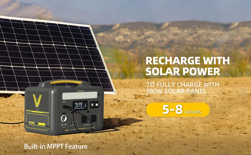 600W Portable Power Station with 110W Solar Panel – 299Wh LiFePO4 Battery, Pure Sine Wave AC, Solar Charger for Camping & Emergencies