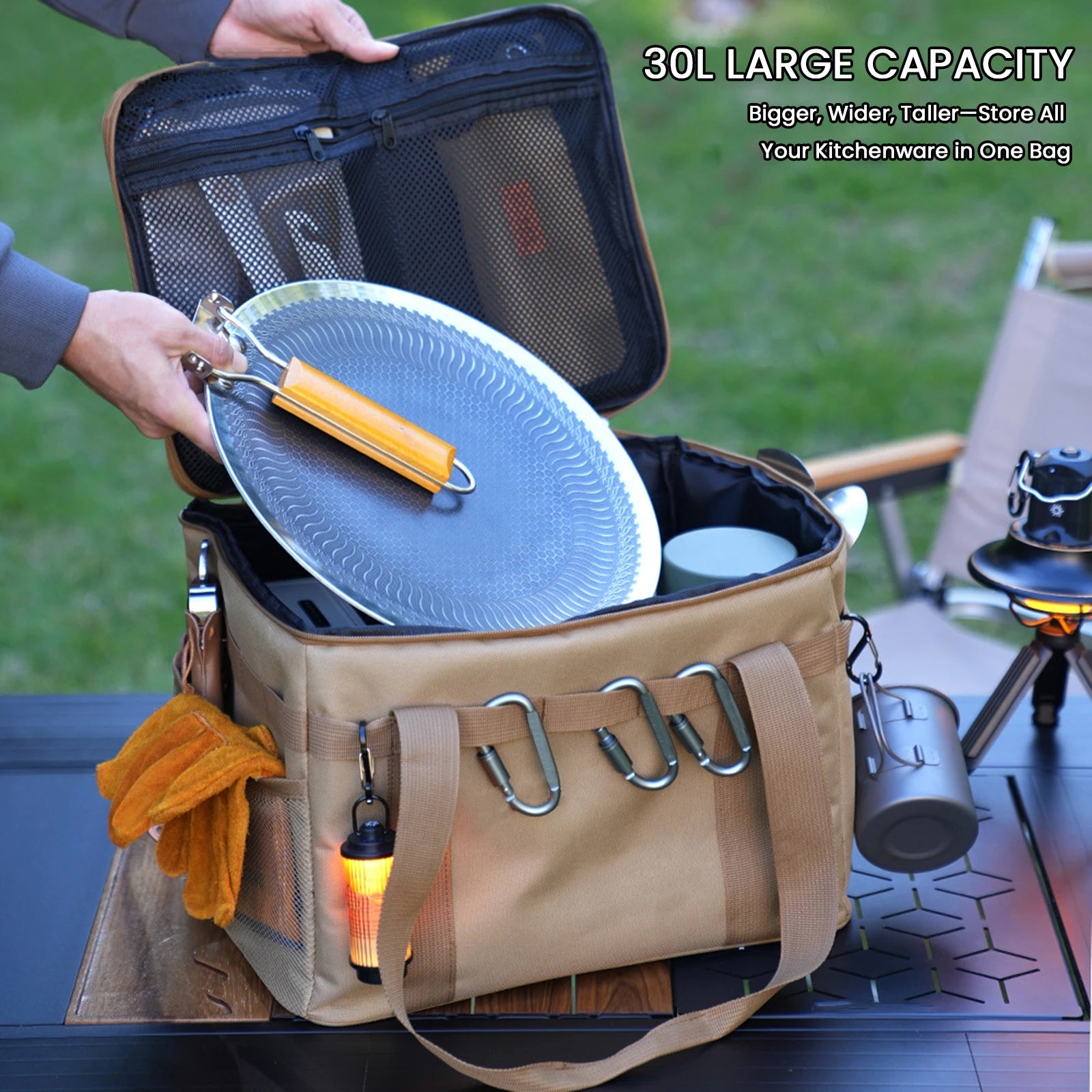 30L 42L Tactical Camping Storage Bag Insulated Folding Box Waterproof Picnic Tableware Field Equipment Outdoor Gear Organizer Trekker Essentials