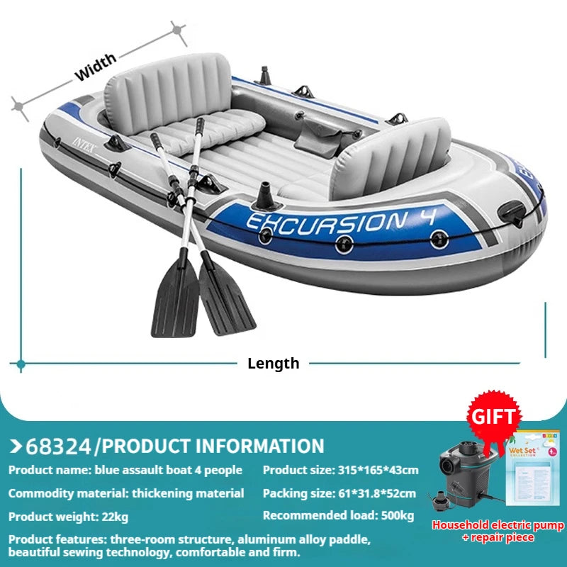 Heavy-Duty 1-3 Person Inflatable Boat: Fishing Dinghy with Detachable Seats & Foldable Kayak Design