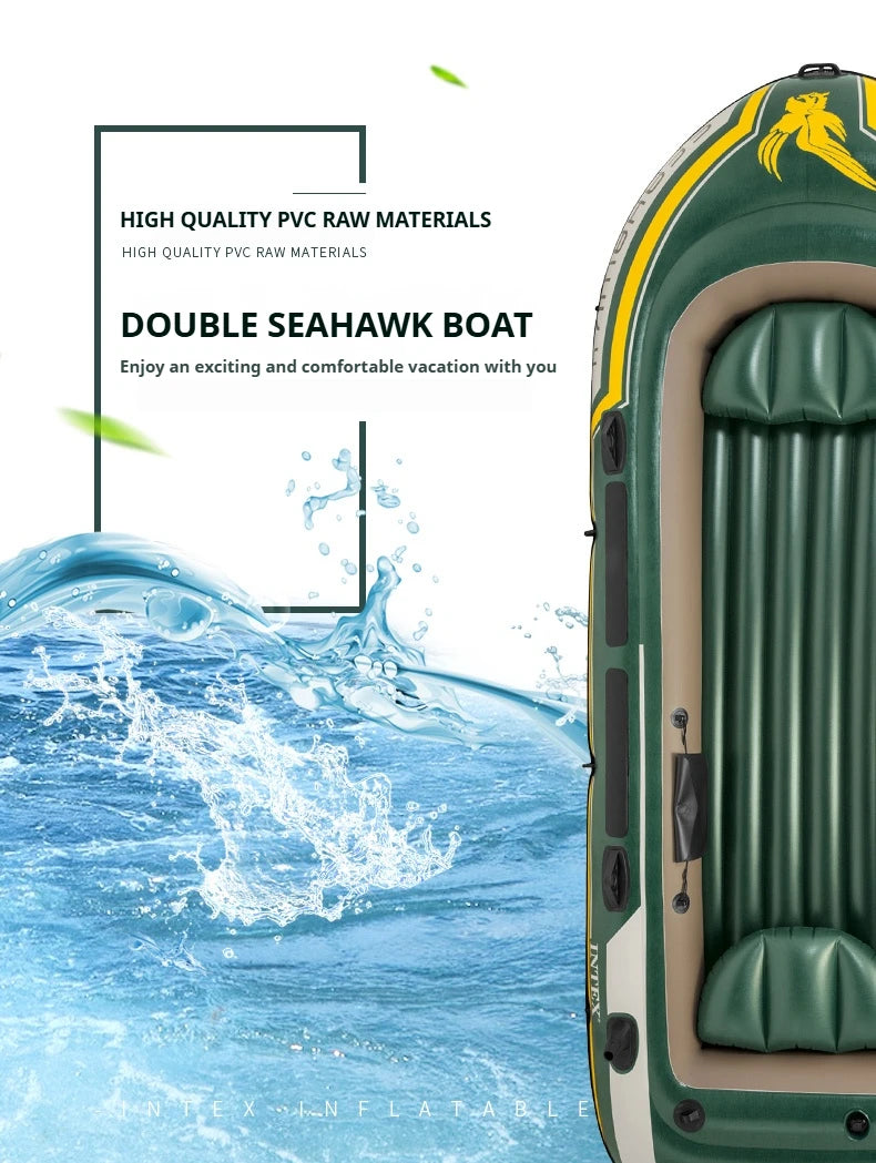 Heavy-Duty 1-3 Person Inflatable Boat: Fishing Dinghy with Detachable Seats & Foldable Kayak Design