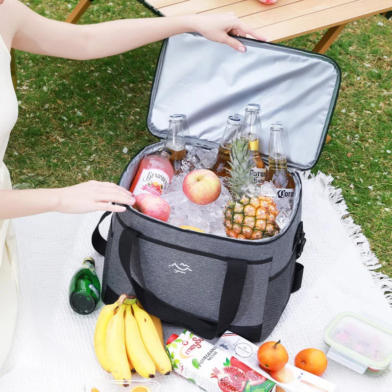 26L Large Capacity Camping Picnic Insulated Cooler Bag Cooler Box Travel Lunch Ice Thermal Food Lunch Bag Trekker Essentials