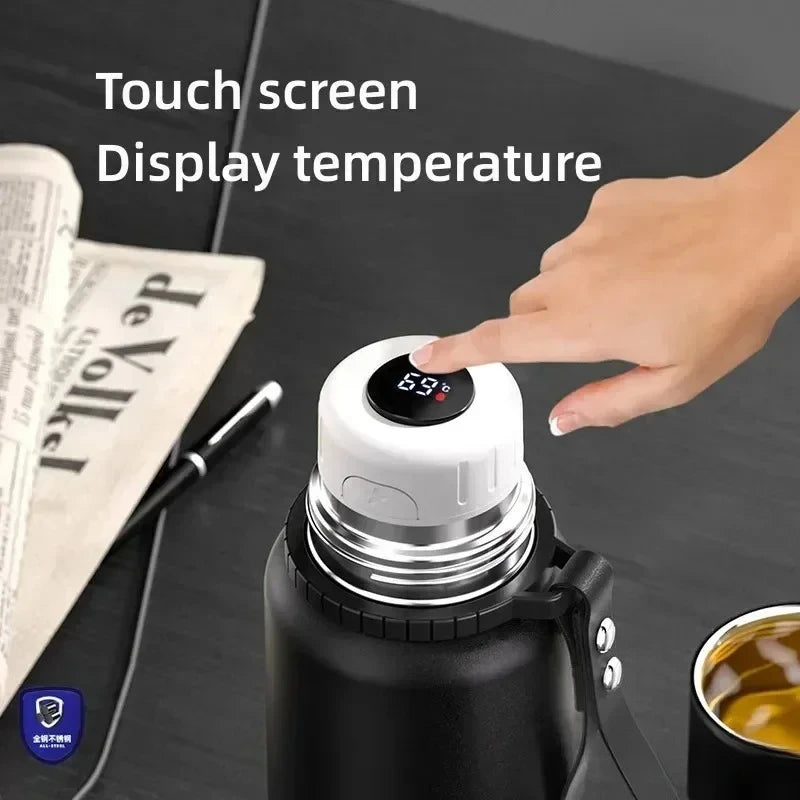 Smart Temperature Display Travel Thermos | 316 Stainless Steel Vacuum Insulated Coffee Mug with Tea Filter