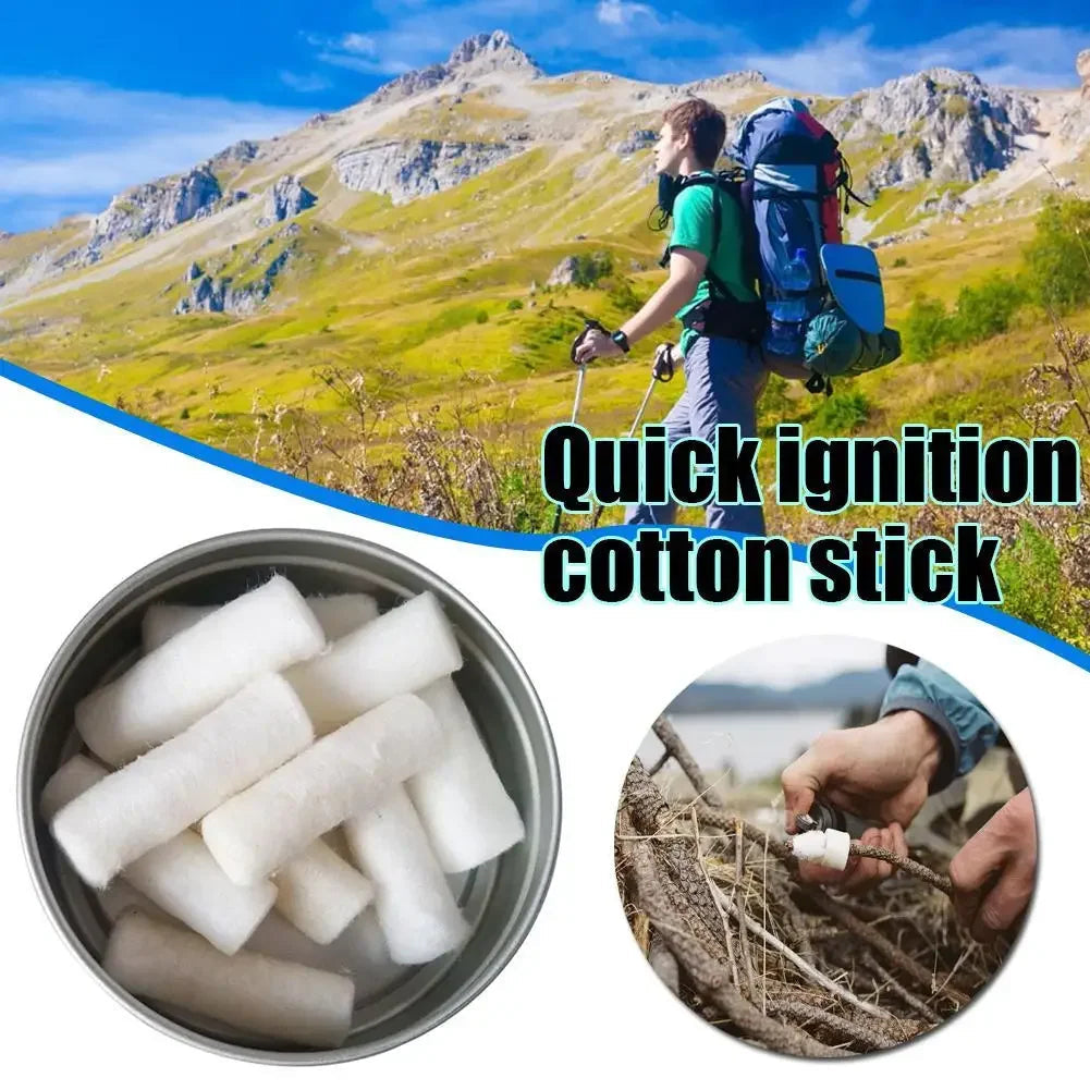 12pcs Outdoor Camping Paraffin Wax Survival Fire Starter Tool Rope Gear Rope Fire Kit Natural Fire Source Camping Tool Trekker Essentials