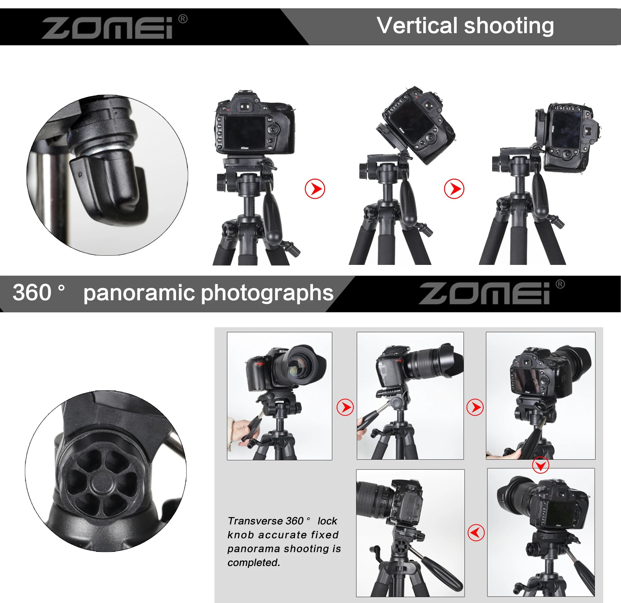 73.6" Professional Camera Tripod - 5kg Load Aluminum Alloy DSLR/Phone Stand