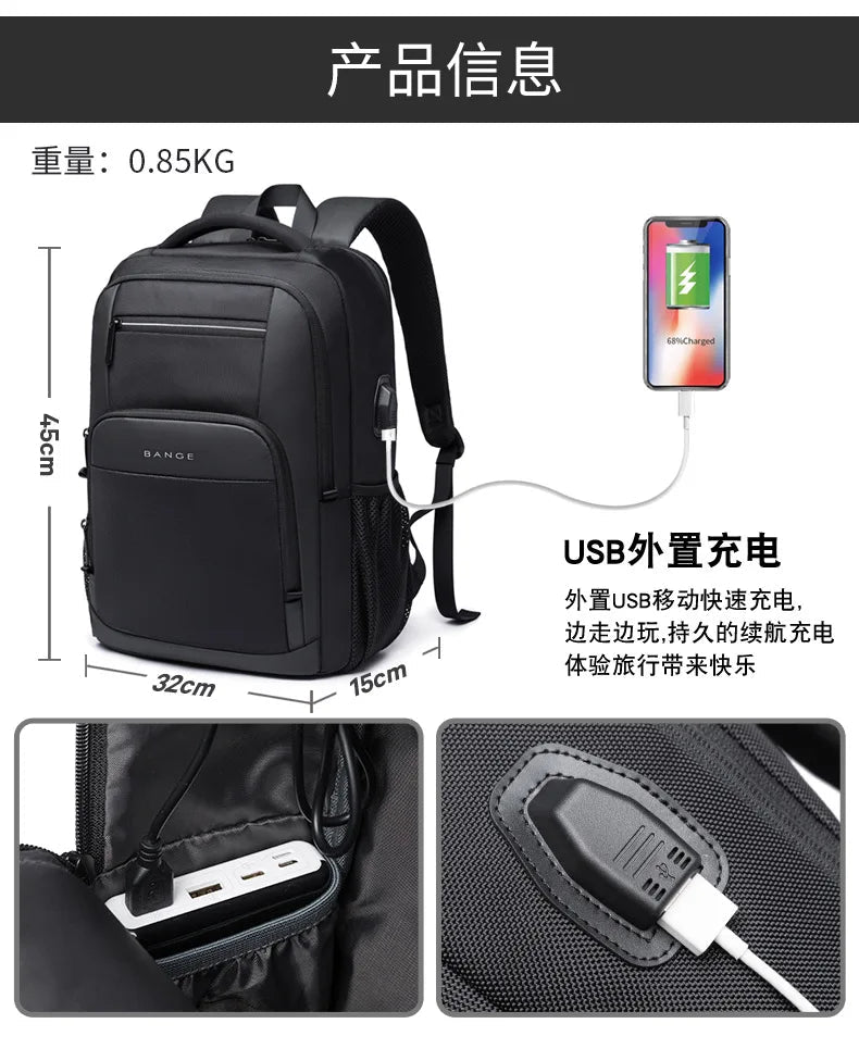 Bange Men's Designer Laptop Bag School Bags for Boys Male Motorcycle Tactical Business Sports Travel Backpack Men Trekker Essentials