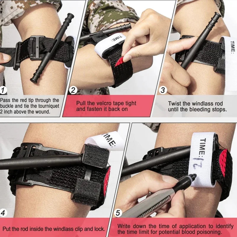 95cm 10pcs/set Emergency Belt Tourniquet Adjustment Buckle Medical Survival Combat Tactical Tourniquets Outdoor Exploration Trekker Essentials