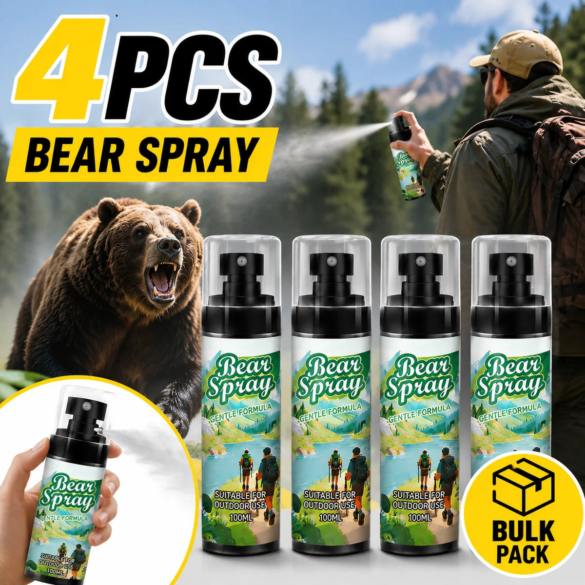 Portable Bear Repellent Spray Outdoor Animal Deterrent Camping Hiking Protection Pepper Essential Oil Dog Repeller Safety Tool Trekker Essentials
